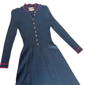 Vintage St. John Navy Fit & Flare Dress 1980s Size Small
